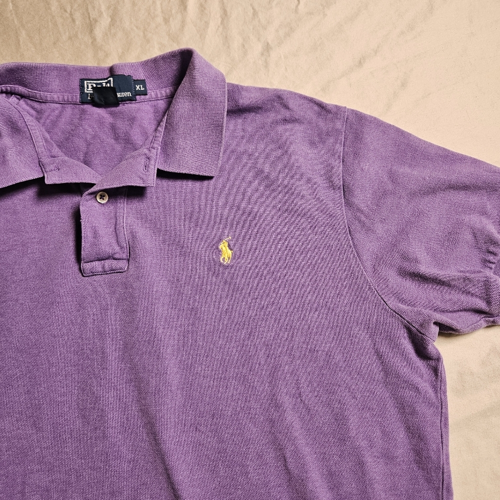 Polo Ralph Lauren Men's XL Purple‎ Mesh Cotton Polo Shirt Yellow Pony Logo
